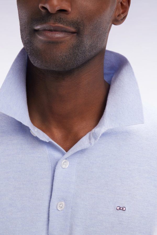 Pull Col Polo En Coton Et Soie Mélangés Gris Clair Coupe Droite Eden Park – Image 4