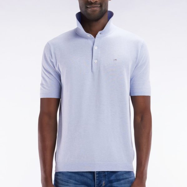 Pull Col Polo En Coton Et Soie Mélangés Gris Clair Coupe Droite Eden Park
