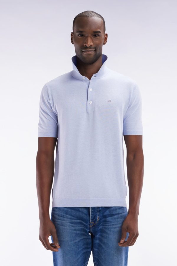 Pull Col Polo En Coton Et Soie Mélangés Gris Clair Coupe Droite Eden Park