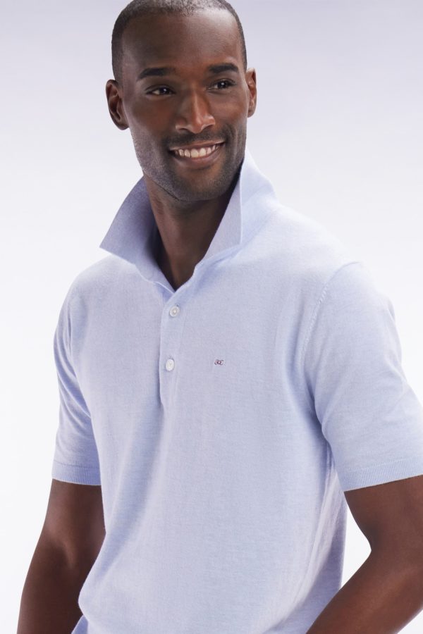Pull Col Polo En Coton Et Soie Mélangés Gris Clair Coupe Droite Eden Park – Image 2