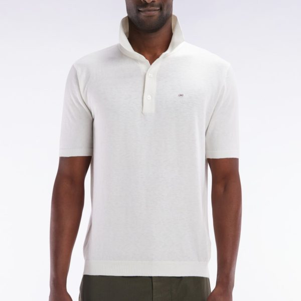 Pull Col Polo En Coton Et Soie Mélangés Écru Coupe Droite Eden Park