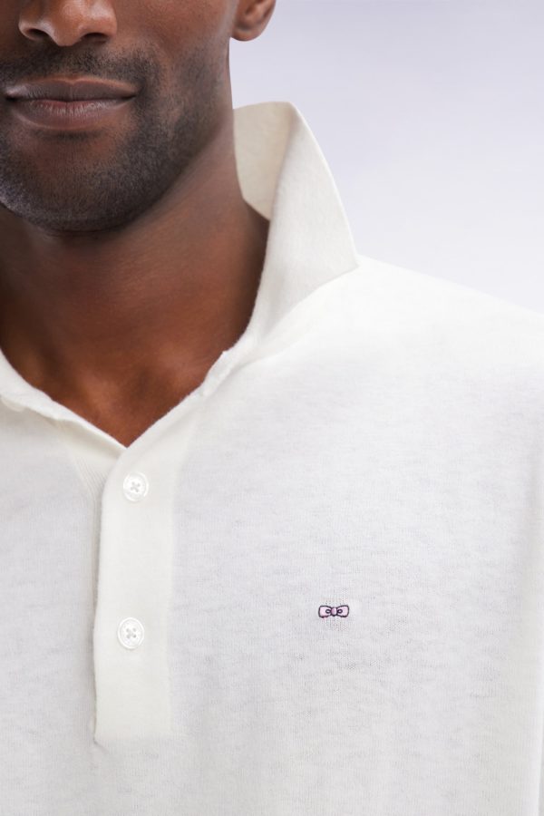 Pull Col Polo En Coton Et Soie Mélangés Écru Coupe Droite Eden Park – Image 3