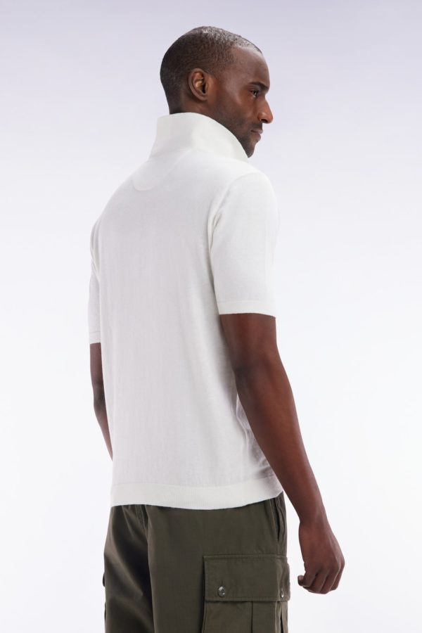 Pull Col Polo En Coton Et Soie Mélangés Écru Coupe Droite Eden Park – Image 4