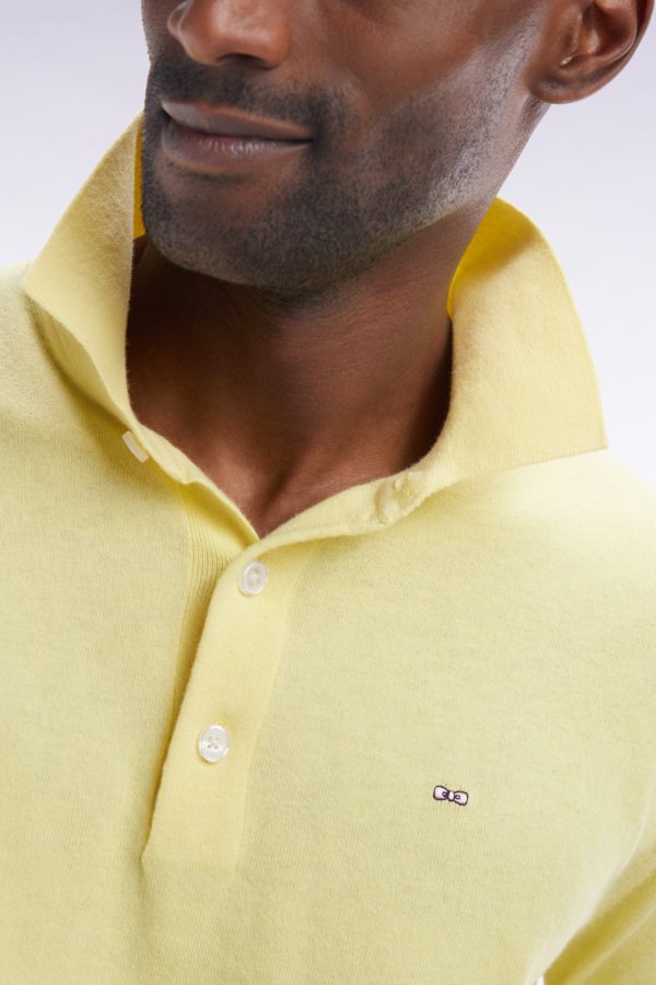 Pull Col Polo En Coton Et Soie Mélangés Ivoire Coupe Droite Eden Park – Image 3