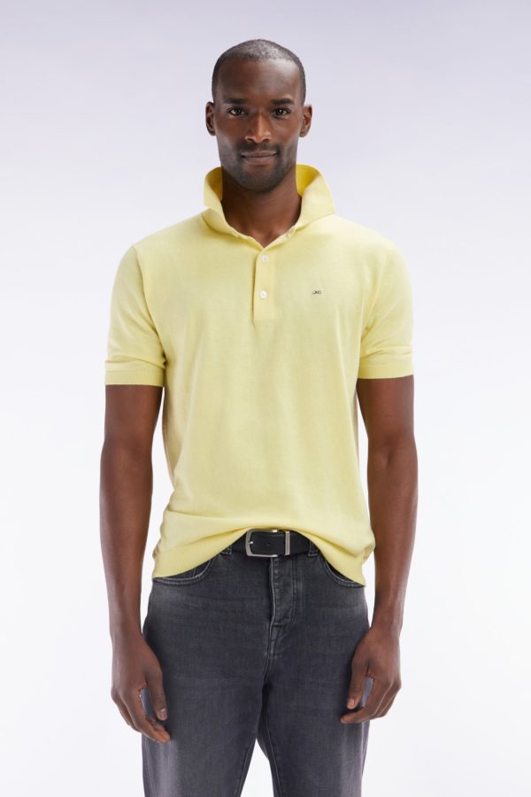 Pull Col Polo En Coton Et Soie Mélangés Ivoire Coupe Droite Eden Park