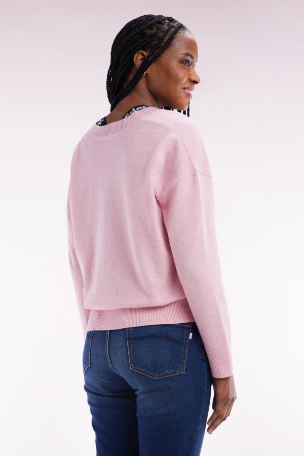 Pull Col V En Coton Rose Coupe Décontractée Eden Park – Image 3