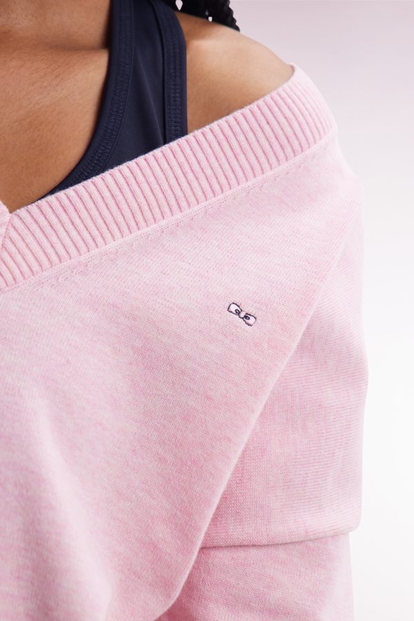Pull Col V En Coton Rose Coupe Décontractée Eden Park – Image 4