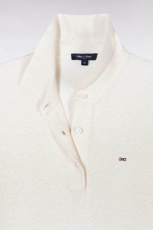 Pull Manches Courtes À Col Polo Écru Coupe Droite Eden Park – Image 5