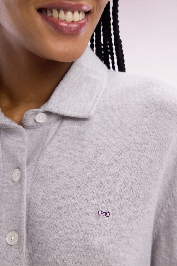 Pull À Col Maillot En Coton Biologique Et Cachemire Gris Coupe Décontractée Eden Park – Image 4