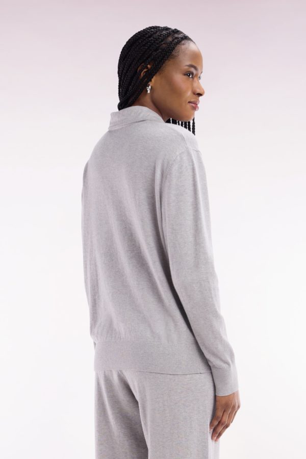 Pull À Col Maillot En Coton Biologique Et Cachemire Gris Coupe Décontractée Eden Park – Image 3