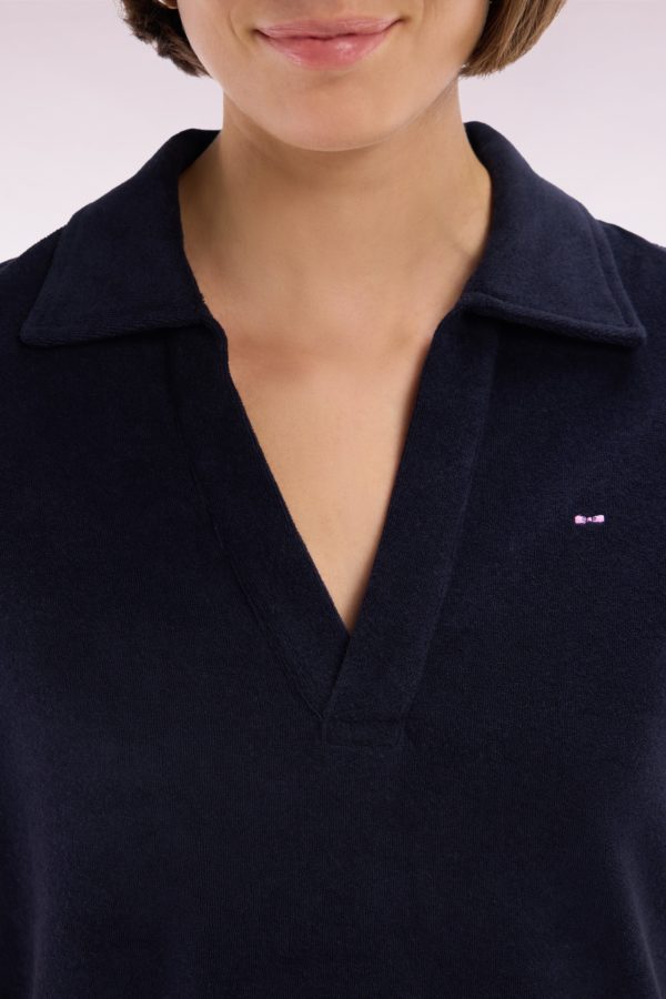 Robe Maillot Cerclée En Coton Ciel Et Blanc Coupe Décontractée Eden Park – Image 4