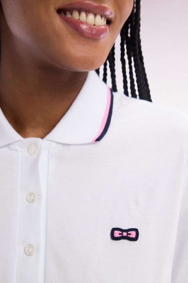 Robe Maillot En Coton Blanc À Détails Tricolores Eden Park – Image 4