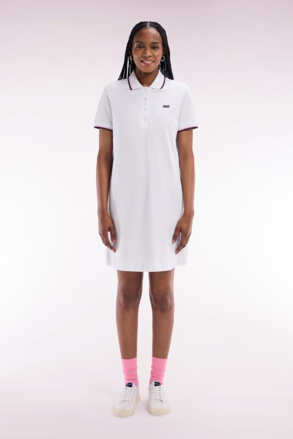 Robe Maillot En Coton Blanc À Détails Tricolores Eden Park – Image 2