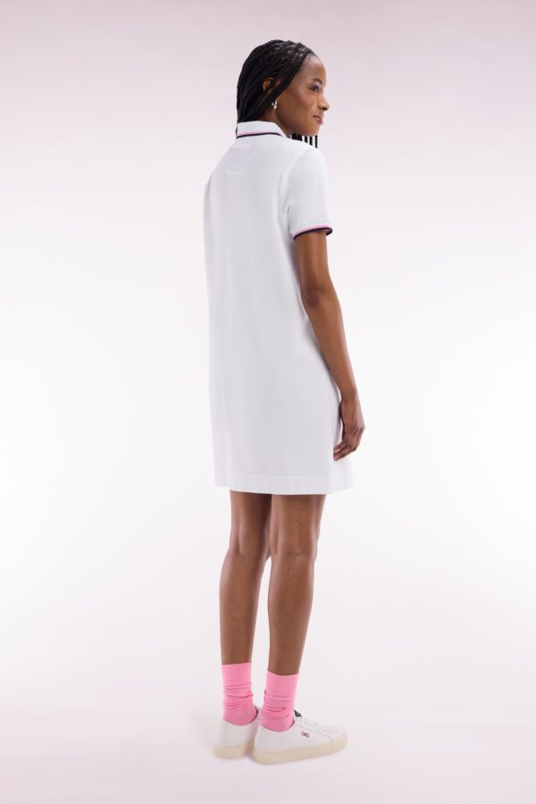 Robe Maillot En Coton Blanc À Détails Tricolores Eden Park – Image 3