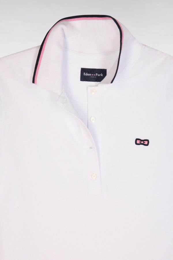 Robe Maillot En Coton Blanc À Détails Tricolores Eden Park – Image 5