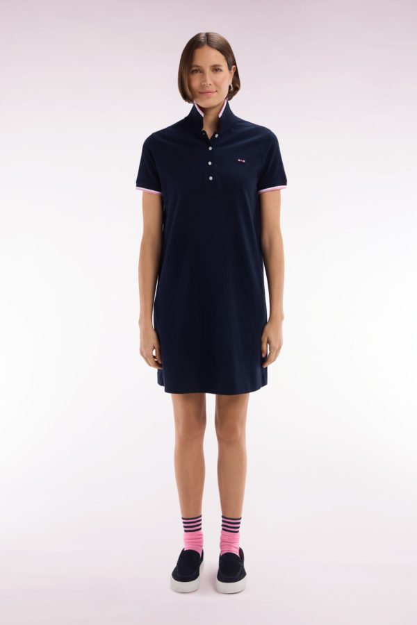 Robe Maillot En Coton Marine À Détails Tricolores Eden Park – Image 2
