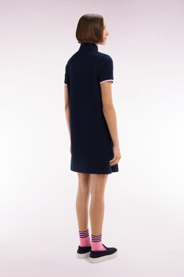 Robe Maillot En Coton Marine À Détails Tricolores Eden Park – Image 3