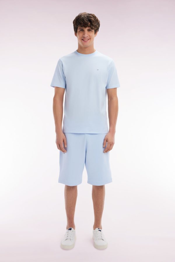 Short En Molleton Coton Ciel Coupe Droite Eden Park