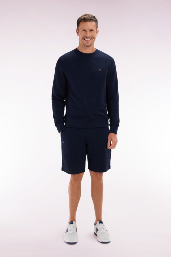 Short En Molleton Coton Marine Coupe Droite Eden Park
