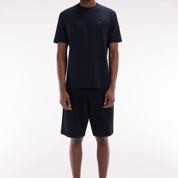 Short En Molleton Coton Noir Coupe Droite Eden Park
