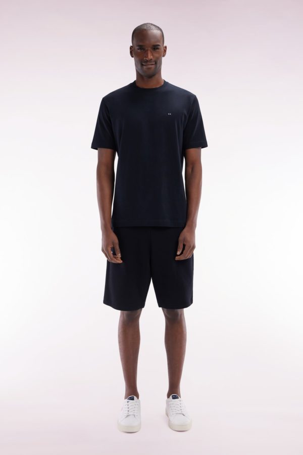 Short En Molleton Coton Noir Coupe Droite Eden Park