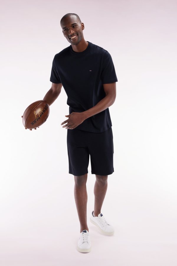 Short En Molleton Coton Noir Coupe Droite Eden Park – Image 2