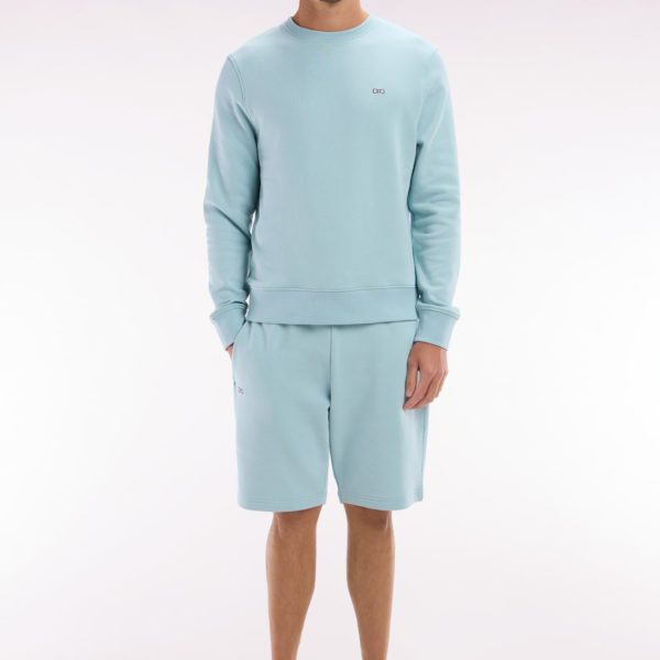 Short En Molleton Coton Vert D'eau Coupe Droite Eden Park