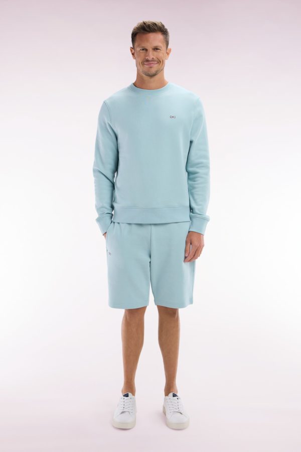 Short En Molleton Coton Vert D'eau Coupe Droite Eden Park