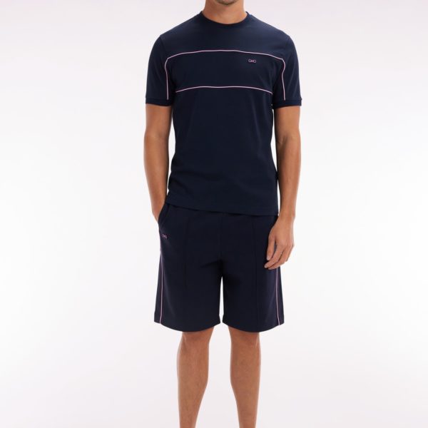 Short De Jogging En Coton Interlock Marine Coupe Droite Eden Park