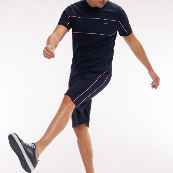 Short De Jogging En Coton Interlock Marine Coupe Droite Eden Park