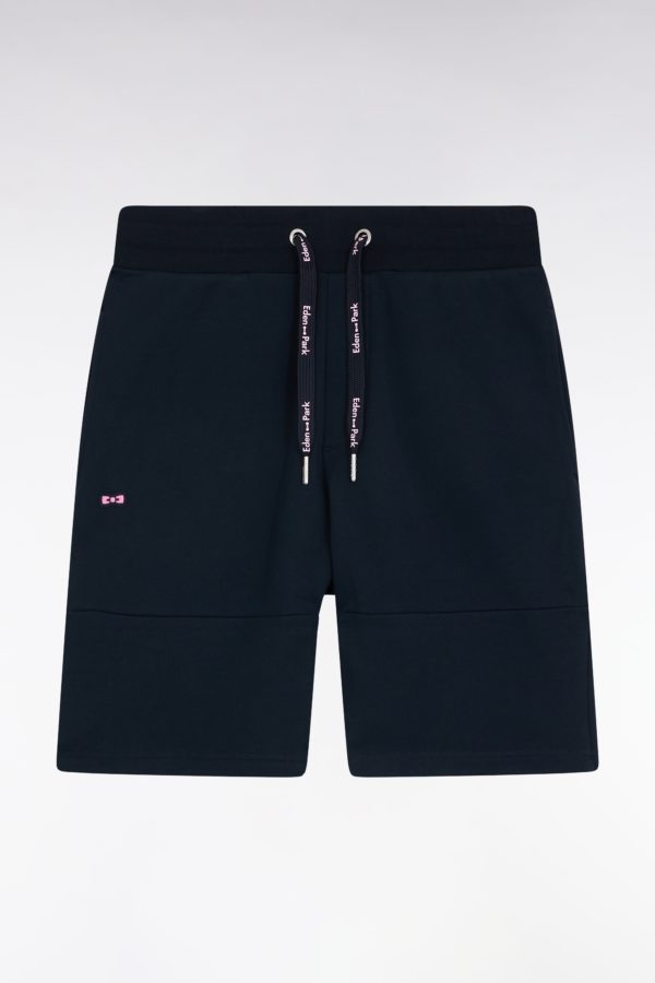 Short En Molleton Coton Marine Détails Roses Coupe Décontractée Eden Park