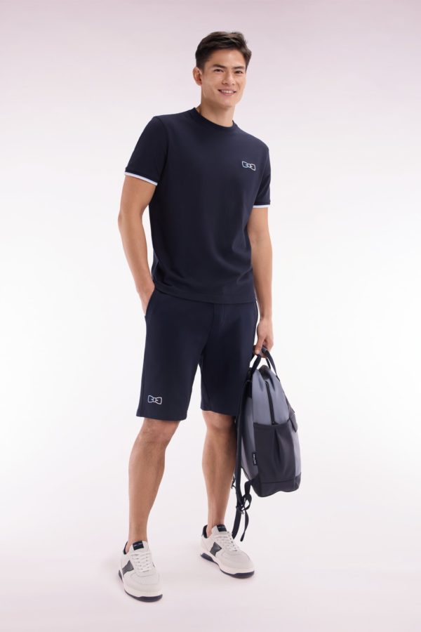 Short De Jogging En Molleton Coton Marine Coupe Décontractée Eden Park – Image 2