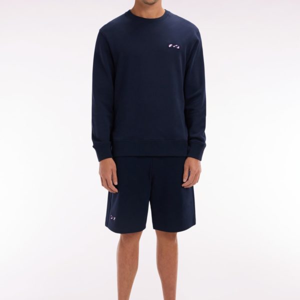 Short En Molleton Coton Marine Nœud Papillon Cerclé Coupe Décontractée Eden Park