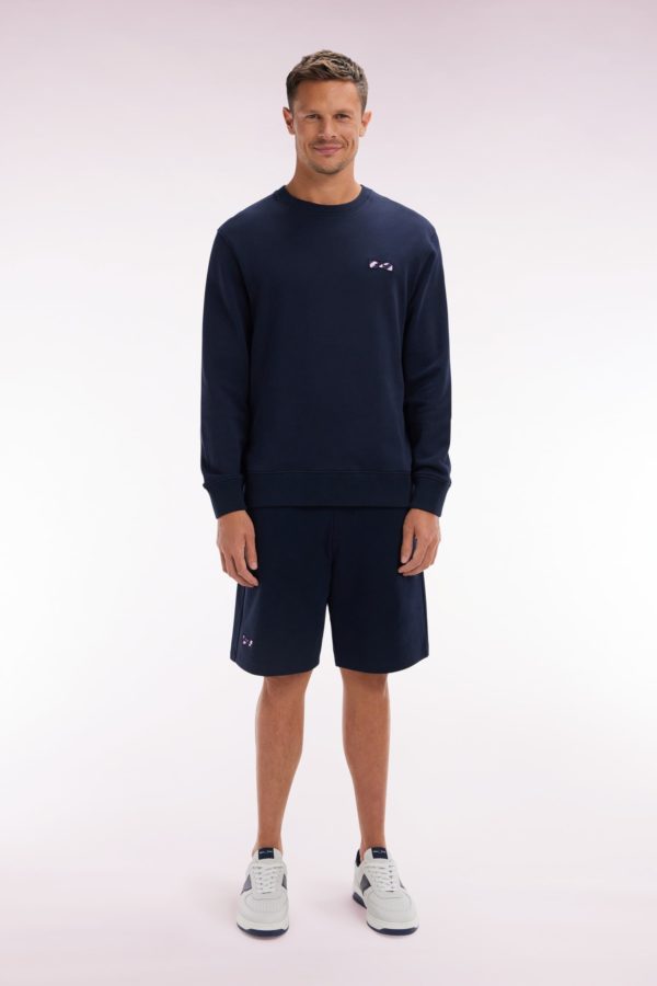 Short En Molleton Coton Marine Nœud Papillon Cerclé Coupe Décontractée Eden Park