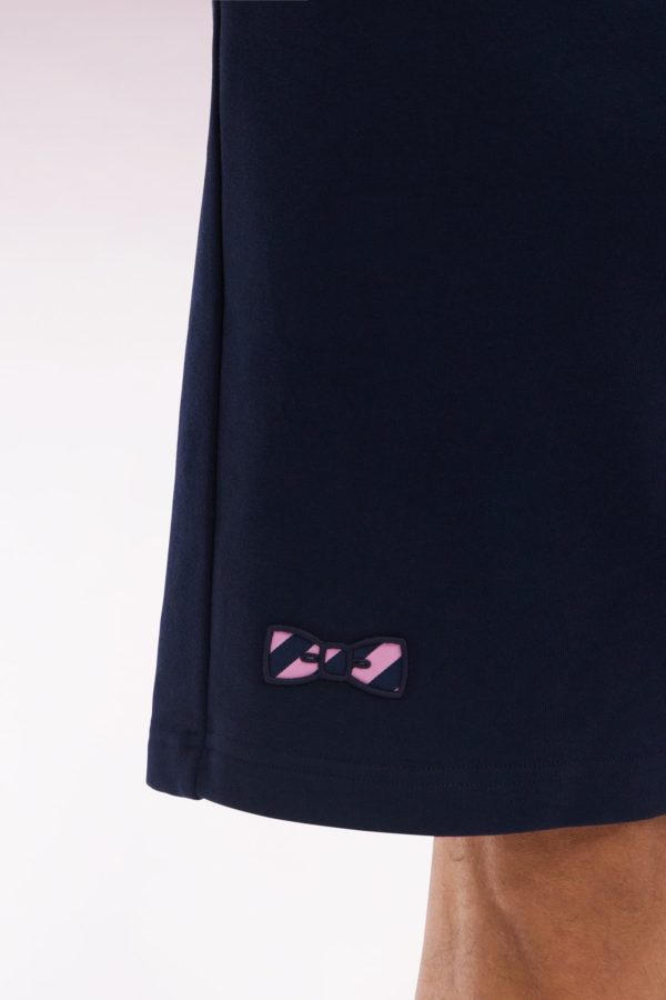 Short En Molleton Coton Marine Nœud Papillon Cerclé Coupe Décontractée Eden Park – Image 4