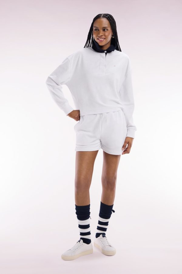 Short En Molleton Coton Mélangé Blanc Coupe Droite Eden Park
