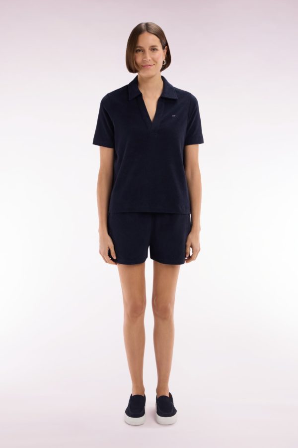 Short En Molleton Coton Mélangé Marine Coupe Droite Eden Park – Image 2