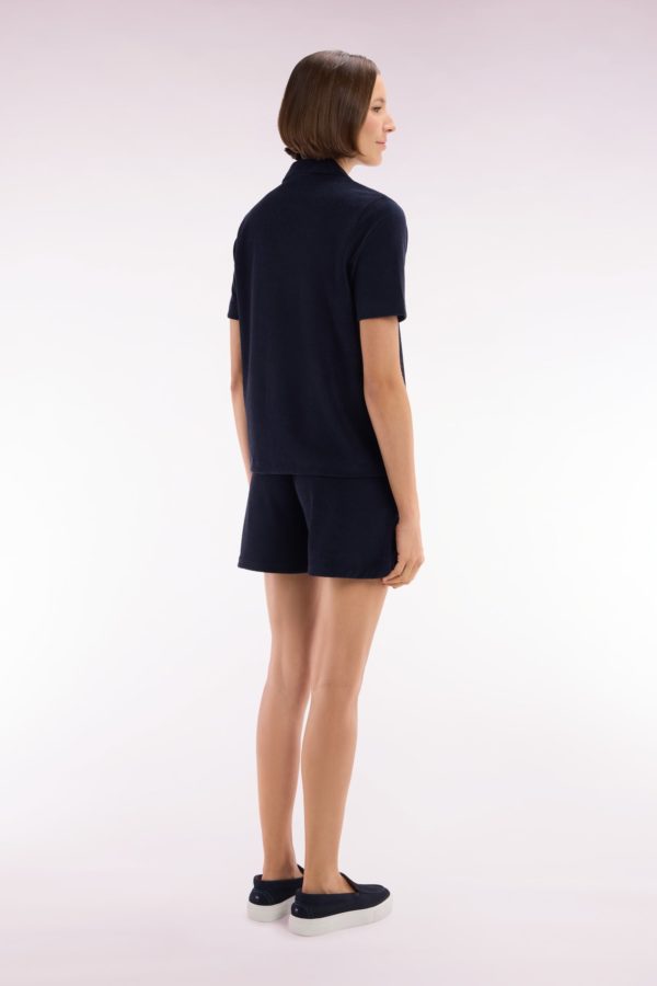 Short En Molleton Coton Mélangé Marine Coupe Droite Eden Park – Image 3