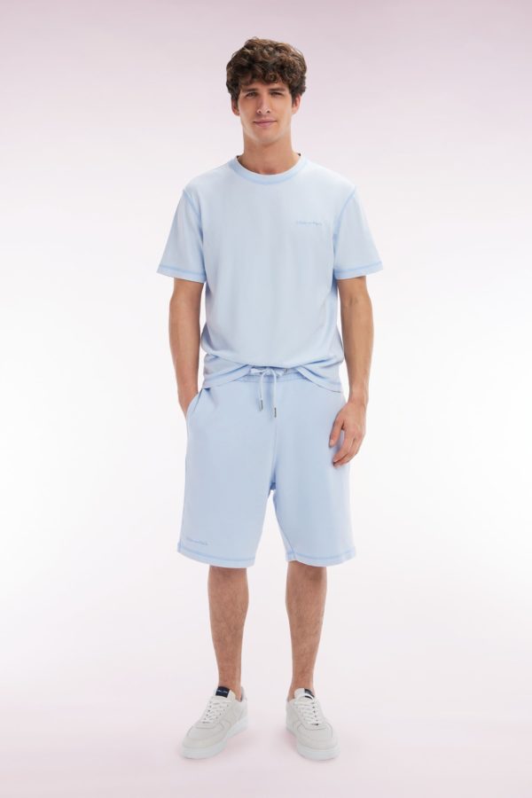 Short En Molleton Coton Bleu Ciel Coupe Décontractée Eden Park