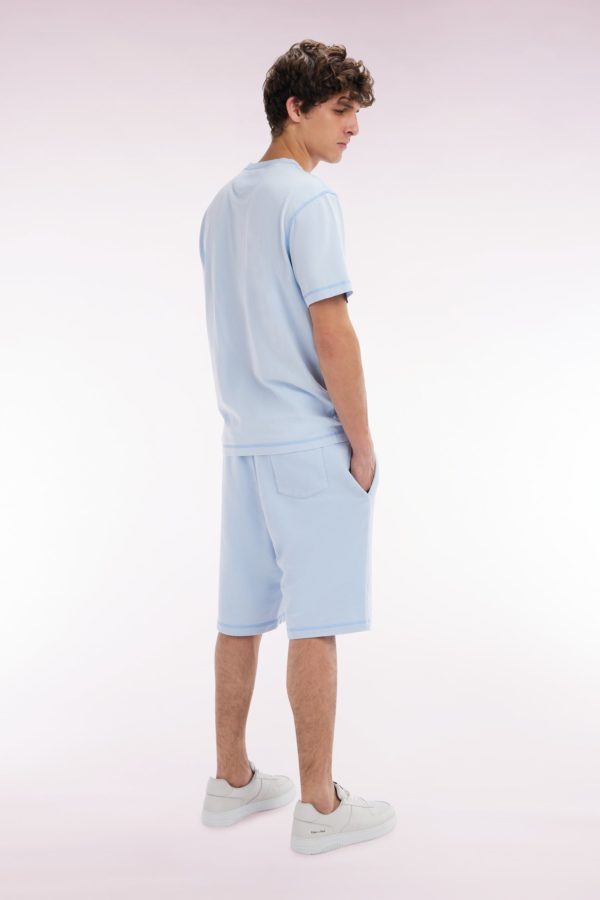 Short En Molleton Coton Bleu Ciel Coupe Décontractée Eden Park – Image 3