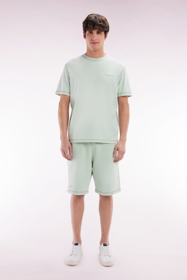 Short En Molleton Coton Vert Clair Coupe Décontractée Eden Park