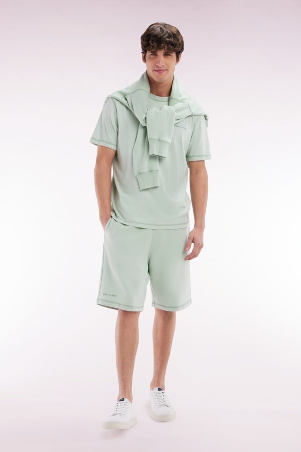 Short En Molleton Coton Vert Clair Coupe Décontractée Eden Park – Image 2