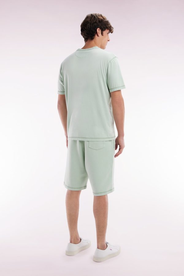 Short En Molleton Coton Vert Clair Coupe Décontractée Eden Park – Image 3