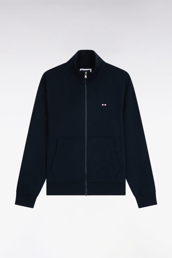 Sweatshirt Zippé En Coton Marine Coupe Droite Eden Park