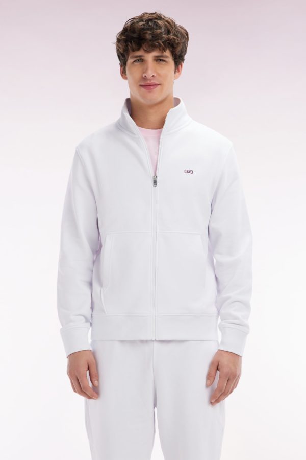 Sweatshirt Zippé En Coton Blanc Coupe Droite Eden Park