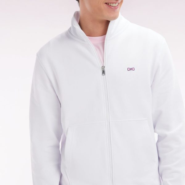 Sweatshirt Zippé En Coton Blanc Coupe Droite Eden Park