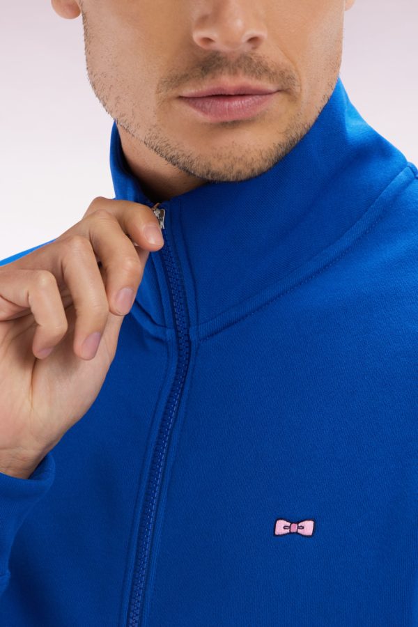 Sweatshirt Zippé En Coton Bleu Foncé Coupe Droite Eden Park – Image 4