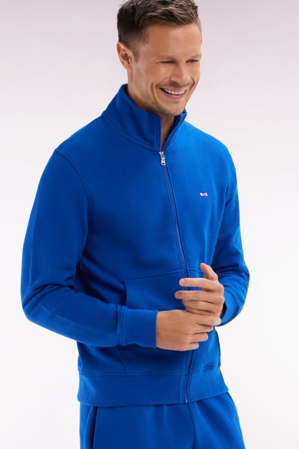 Sweatshirt Zippé En Coton Bleu Foncé Coupe Droite Eden Park – Image 2