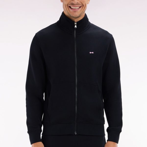 Sweatshirt Zippé En Coton Noir Coupe Droite Eden Park