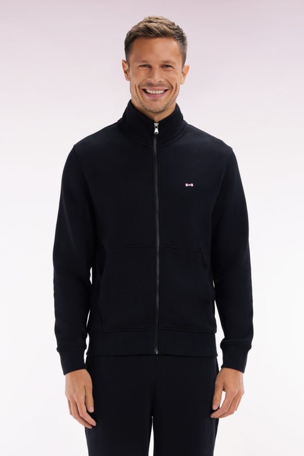 Sweatshirt Zippé En Coton Noir Coupe Droite Eden Park